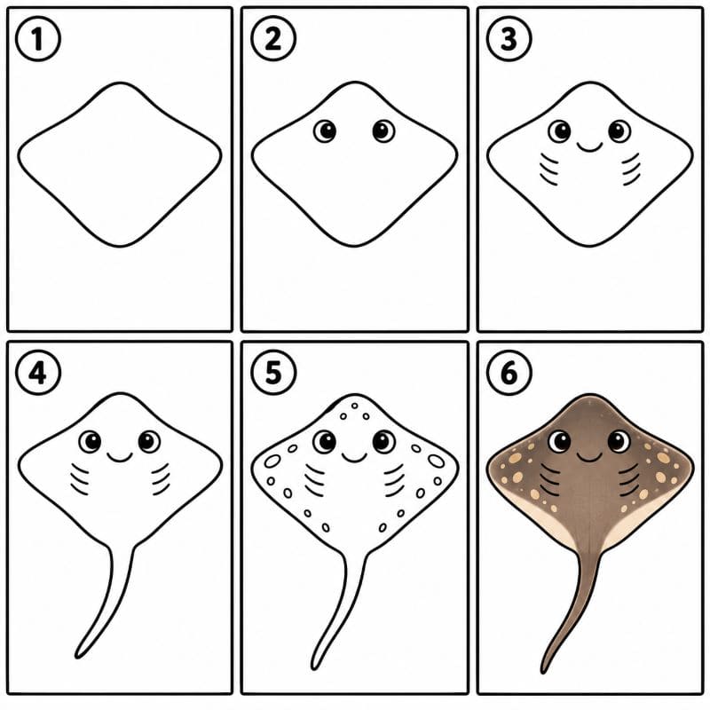 Happy stingray Drawing Ideas