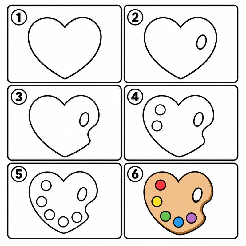 Heart-shaped paint palette Drawing Ideas