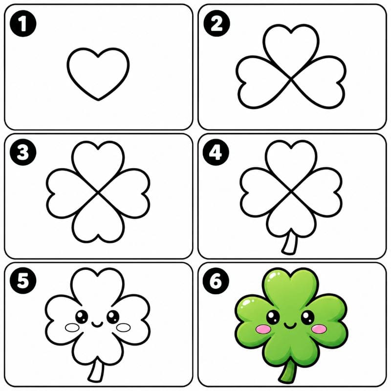 Kawaii shamrock Drawing Ideas