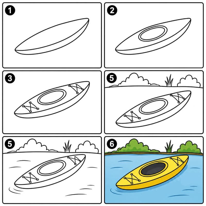 Kayak on the lake Drawing Ideas