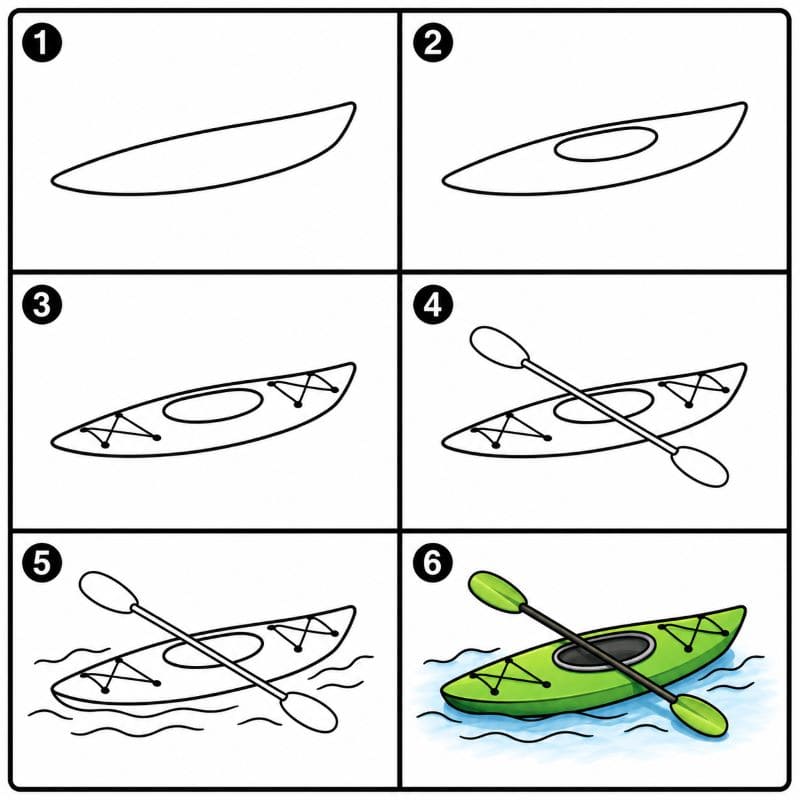 Kayak on the water Drawing Ideas
