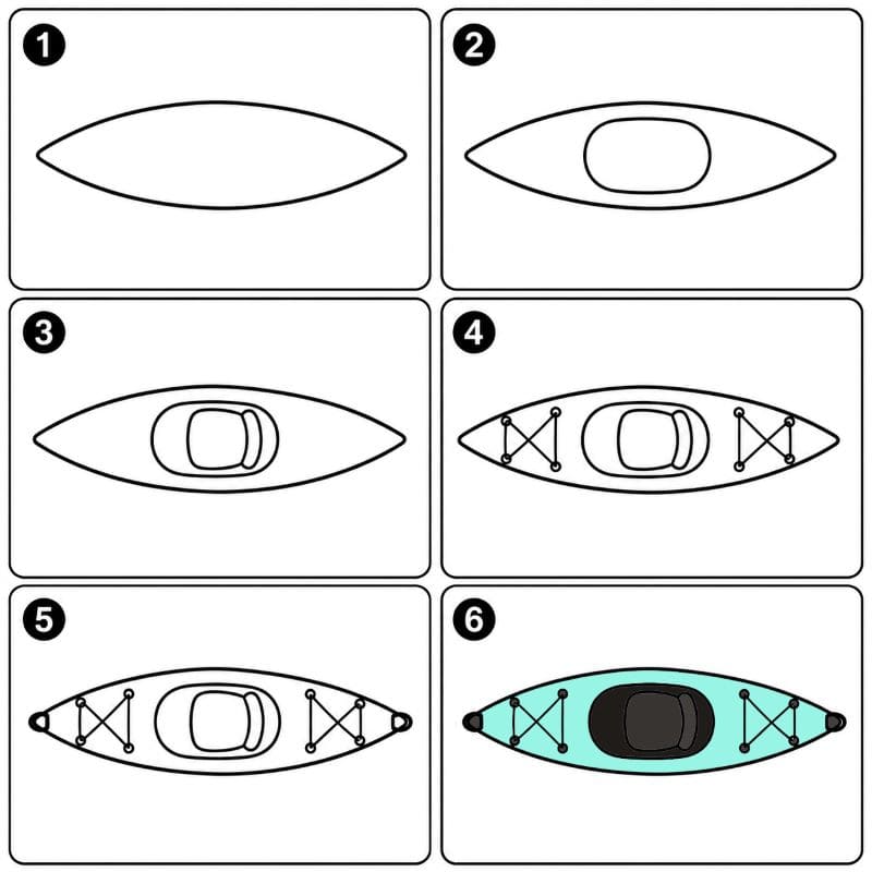 Kayak top view Drawing Ideas