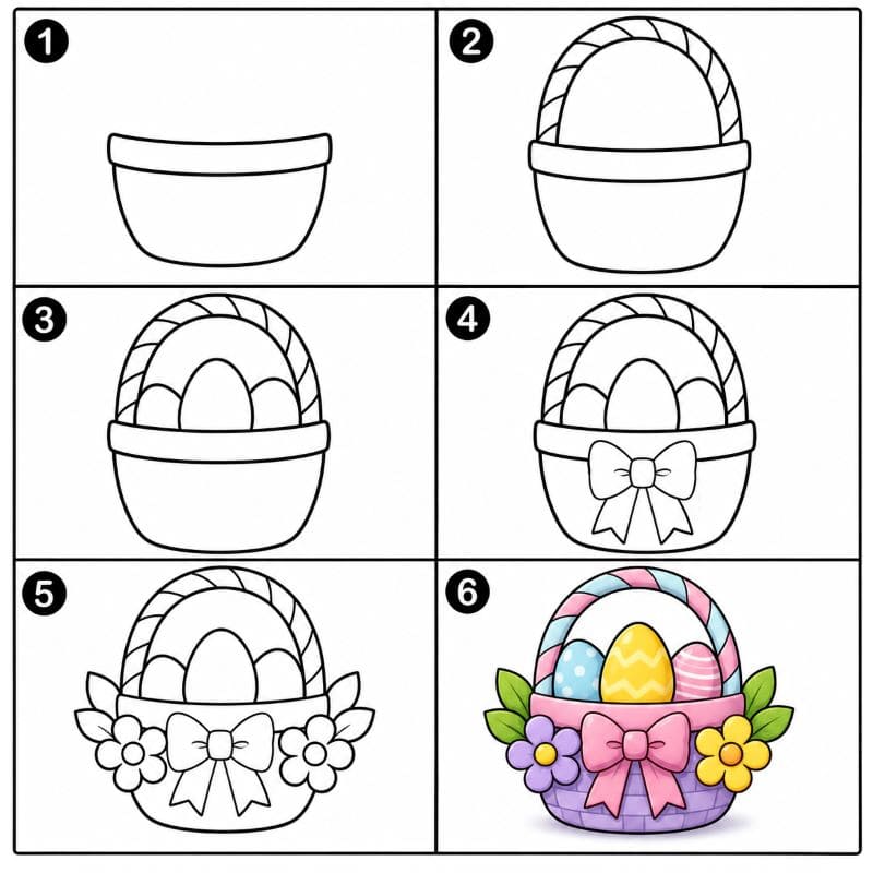 Lovely Easter basket Drawing Ideas