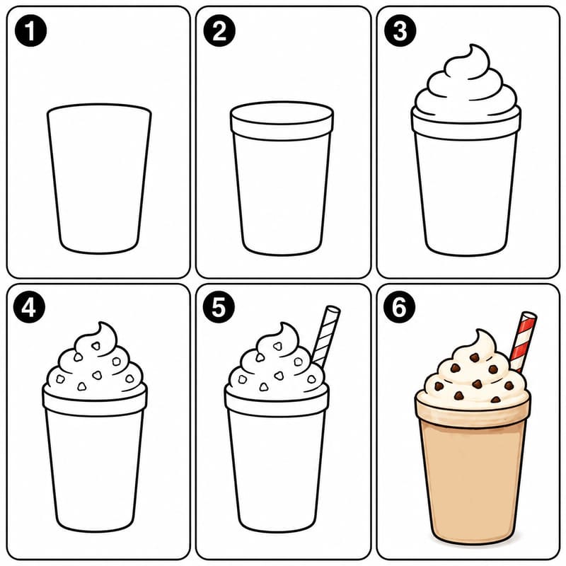 Milkshake with chocolate chip Drawing Ideas