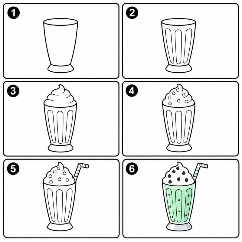 Mint chocolate chip milkshake Drawing Ideas