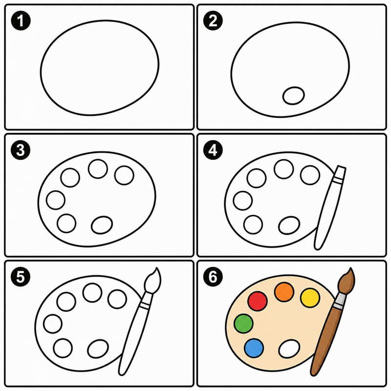 Paint palette and paintbrush Drawing Ideas