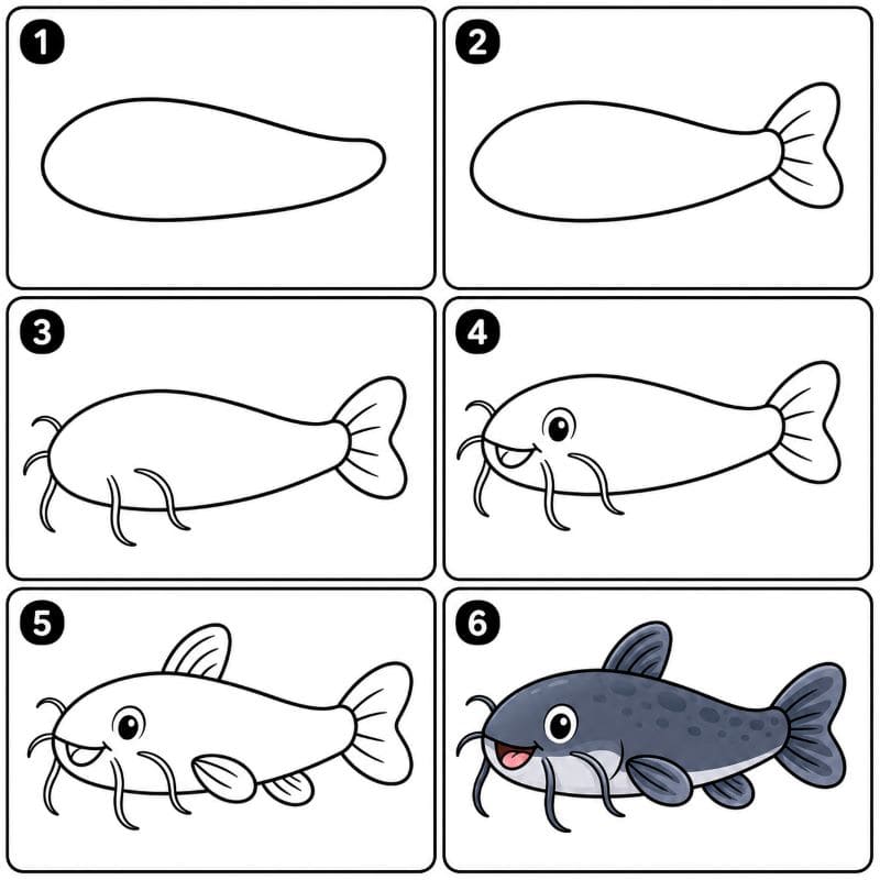 Playful catfish Drawing Ideas