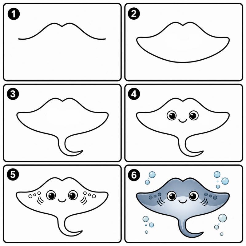 Playful stingray Drawing Ideas