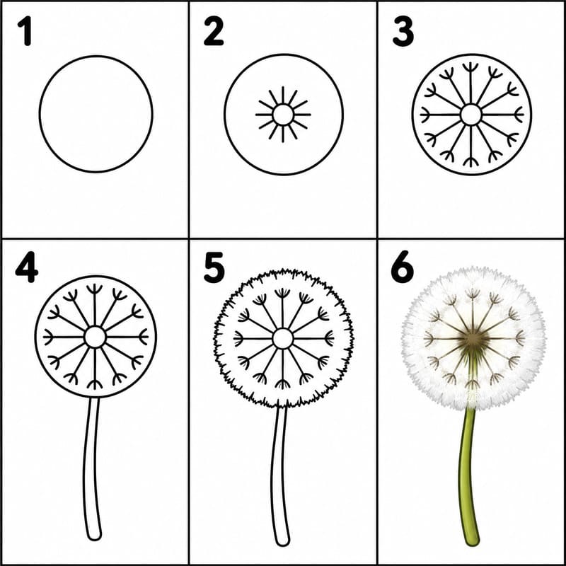 Realistic dandelion Drawing Ideas