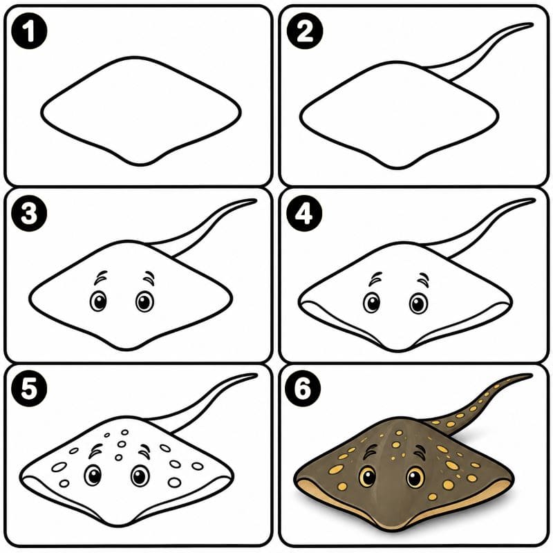 River stingray Drawing Ideas