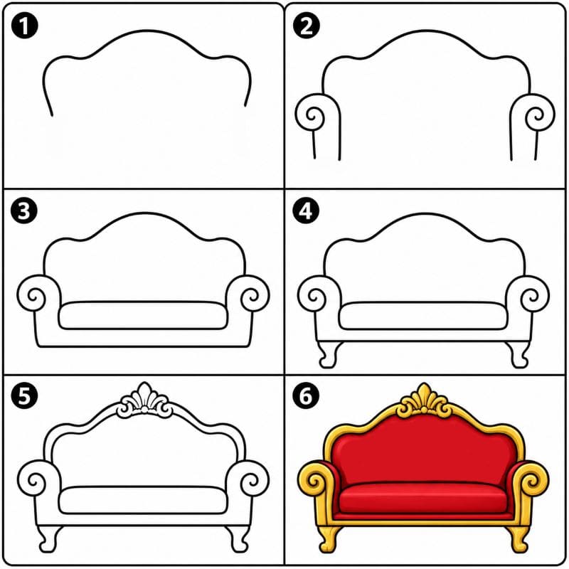 Royal style couch Drawing Ideas