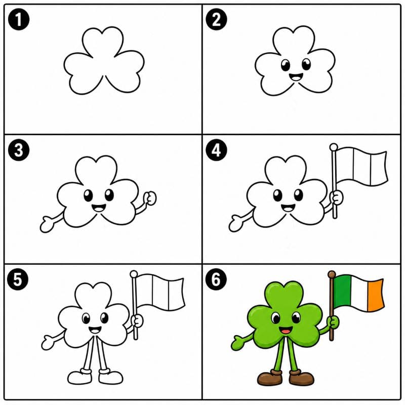 Shamrock with an Irish flag Drawing Ideas