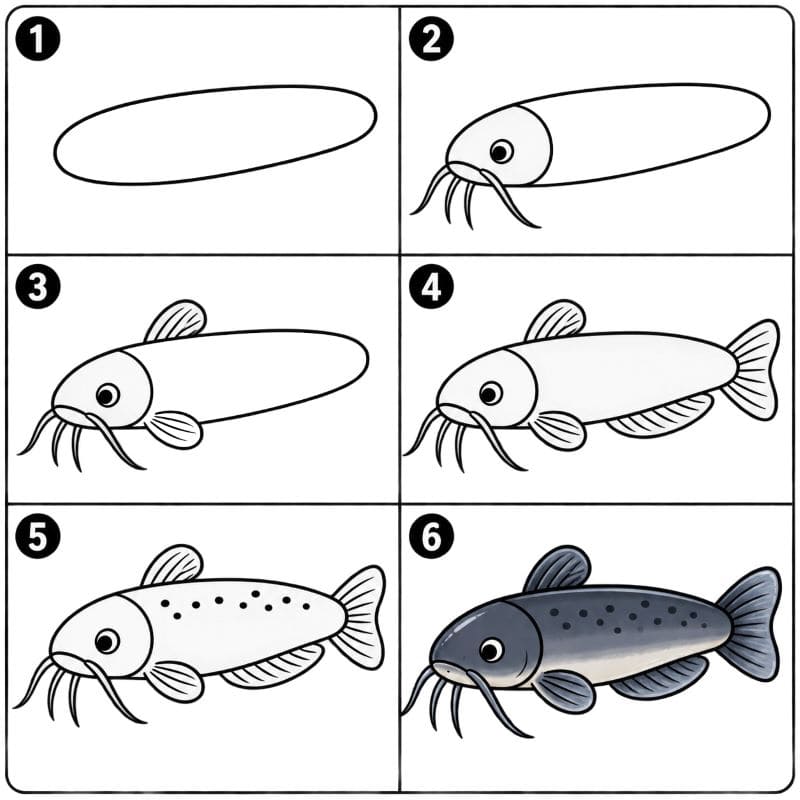 Simple catfish Drawing Ideas