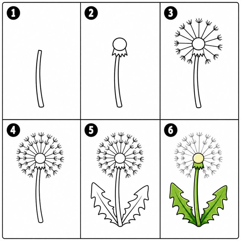 Simple dandelion Drawing Ideas