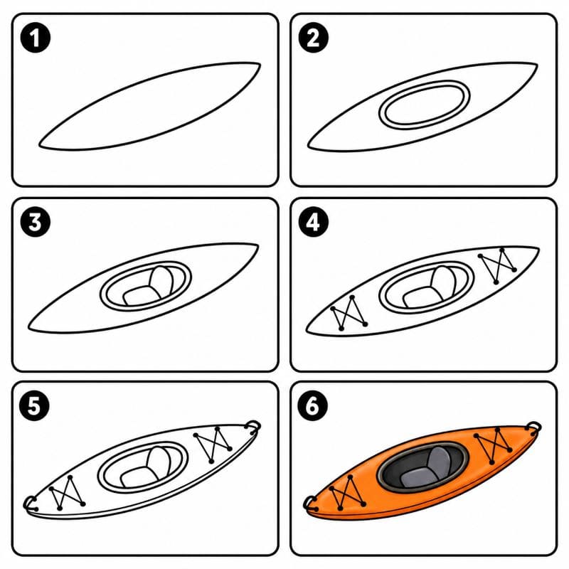 Simple kayak Drawing Ideas