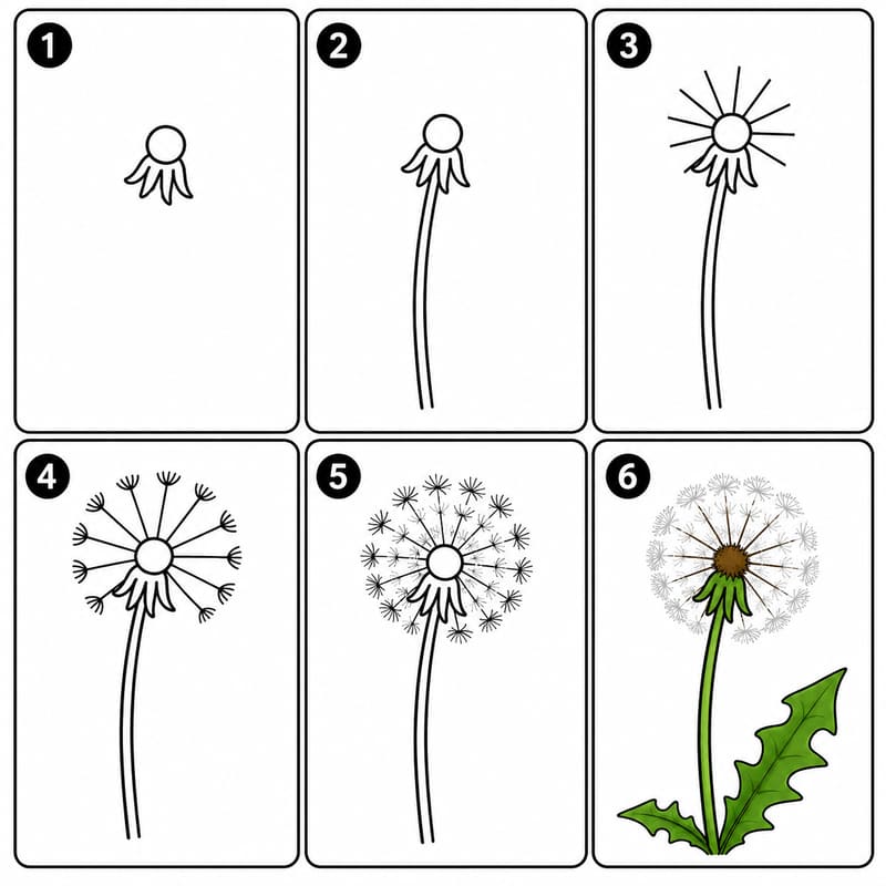 Single dandelion Drawing Ideas