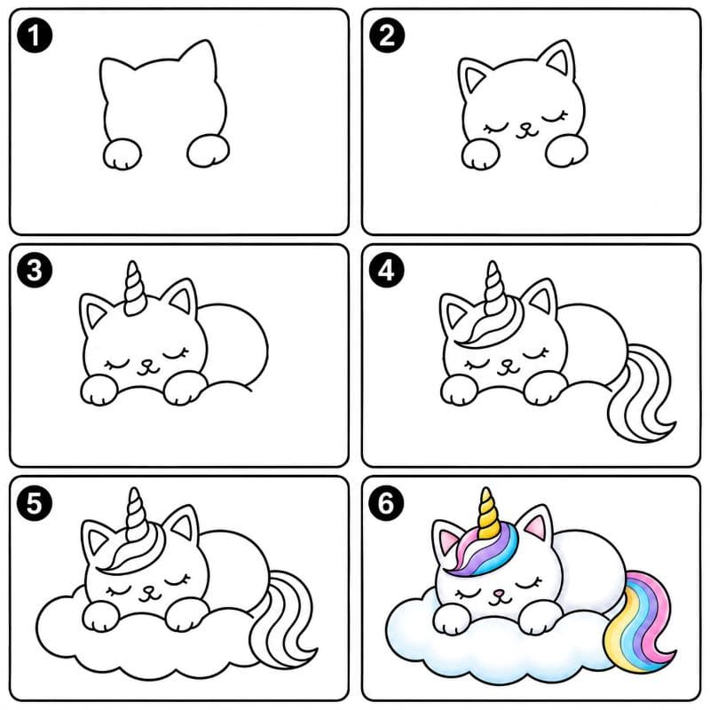 Unicorn Cat Drawing Ideas