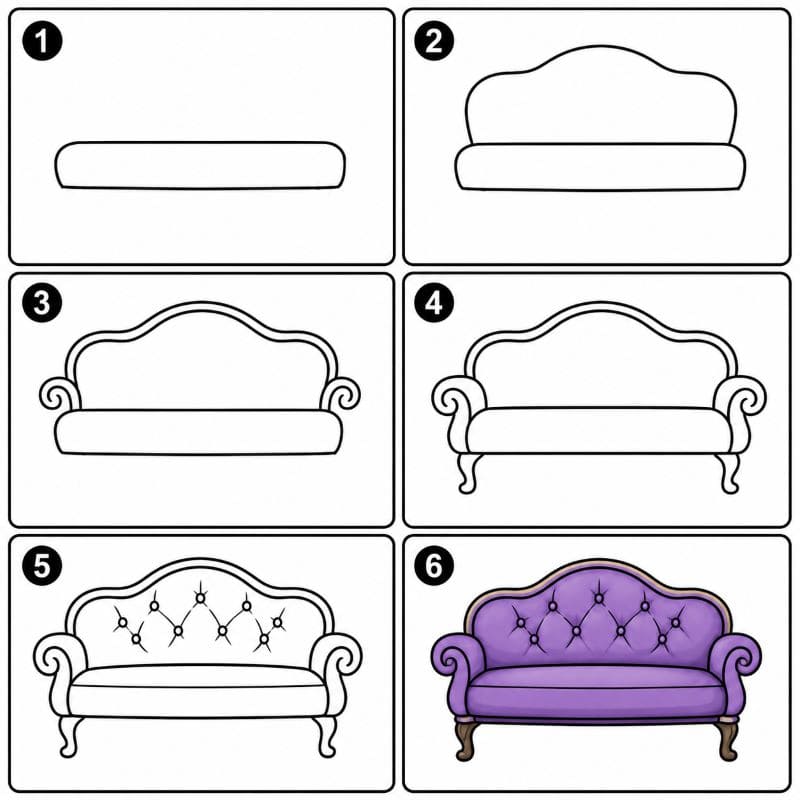Slylish couch Drawing Ideas