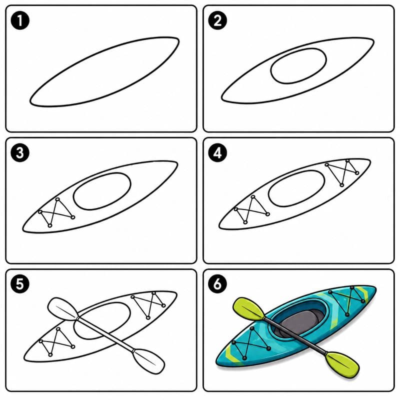 Sporty kayak Drawing Ideas