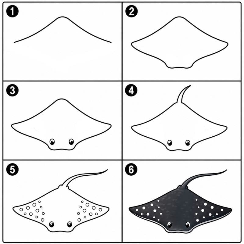 Spotted eagle ray Drawing Ideas