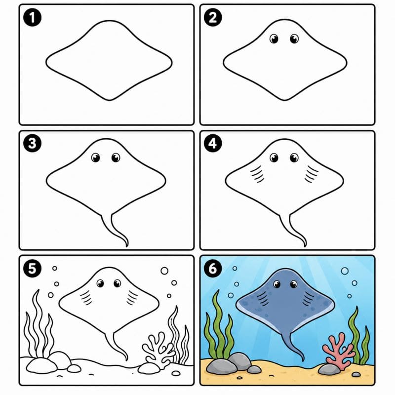 Stingray underwater Drawing Ideas