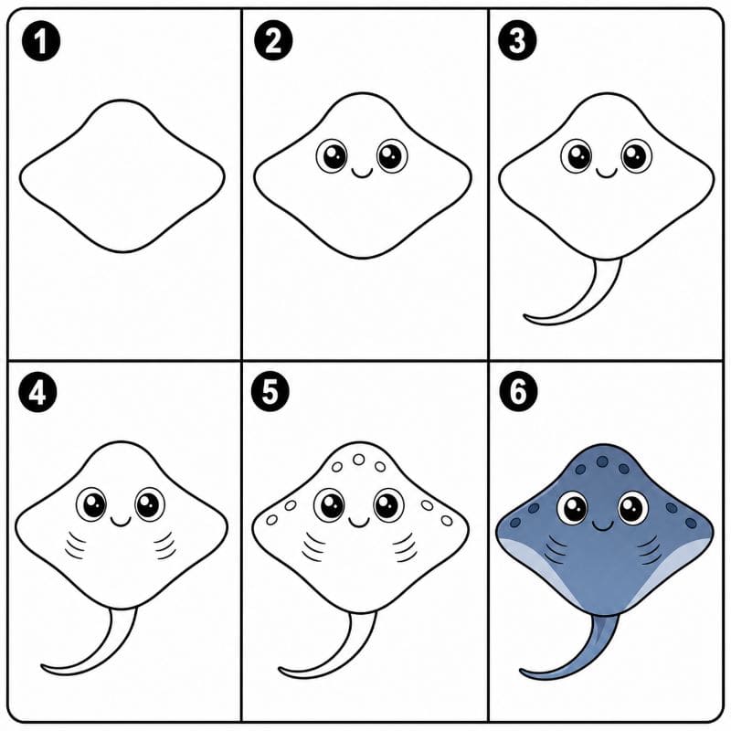 Stingray with big eyes Drawing Ideas