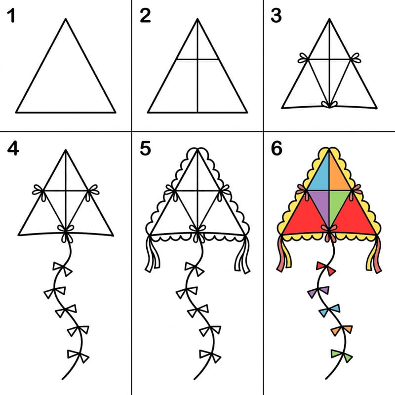 Styled kite Drawing Ideas