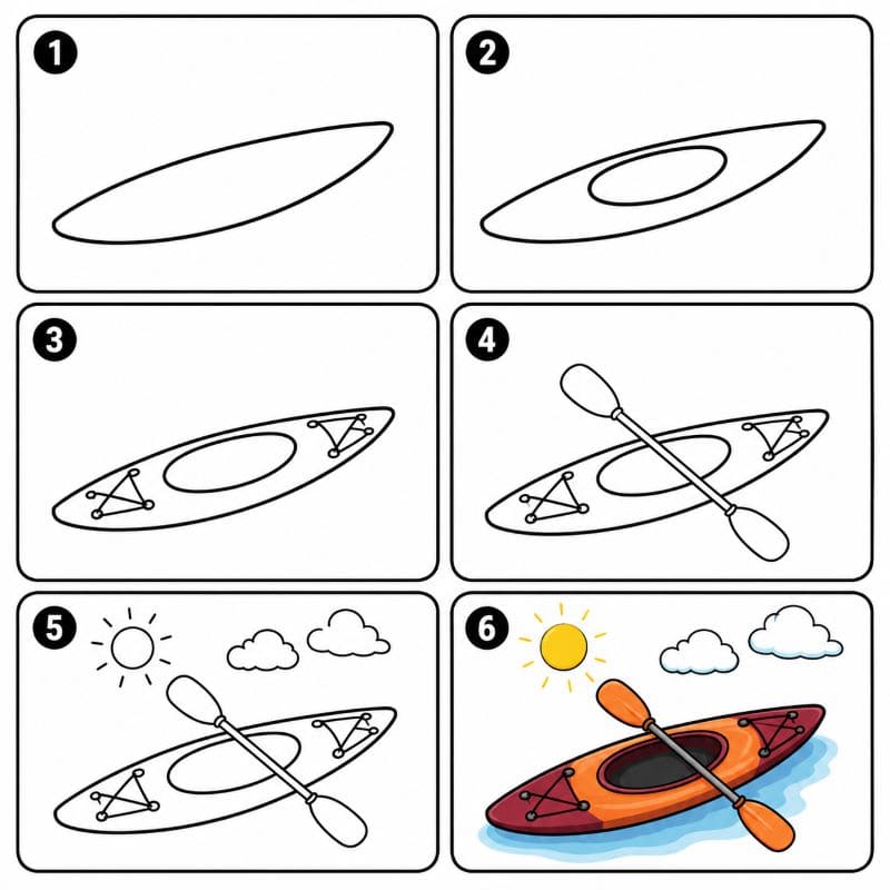 Summer kayak Drawing Ideas