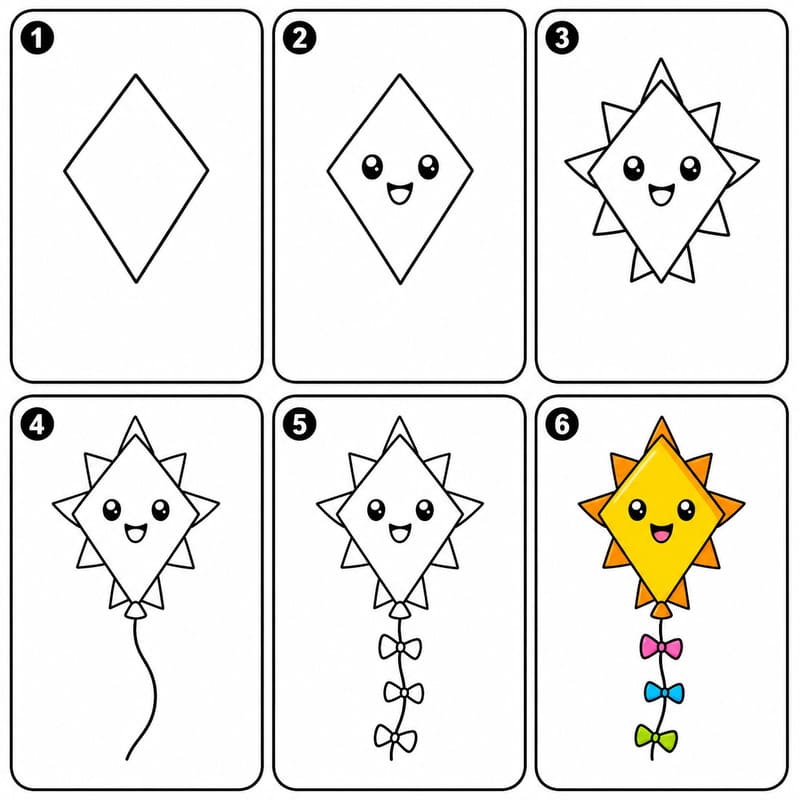 Sun-shaped kite Drawing Ideas