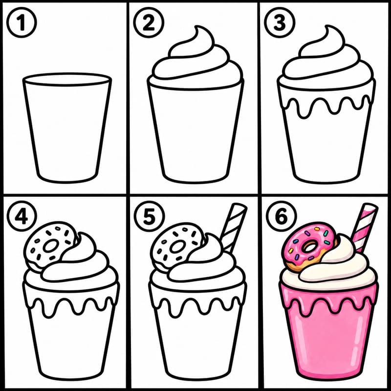 Sweet milkshake Drawing Ideas