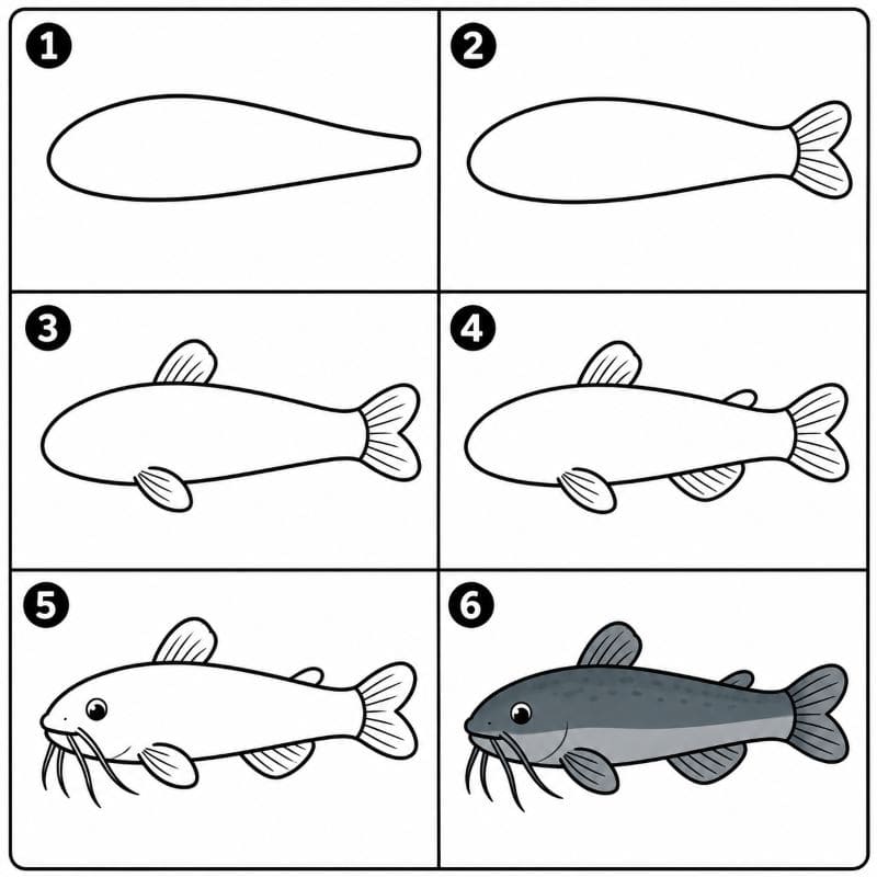 Swimming catfish Drawing Ideas