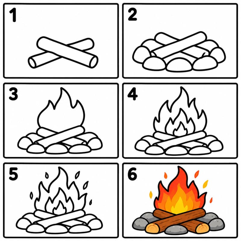Traditional campfire Drawing Ideas