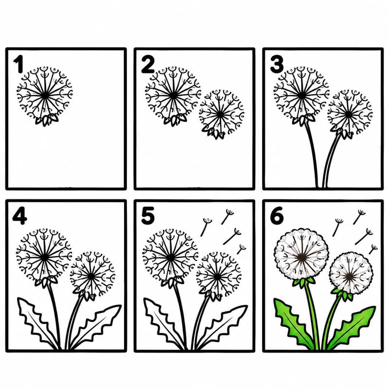 Two dandelions Drawing Ideas