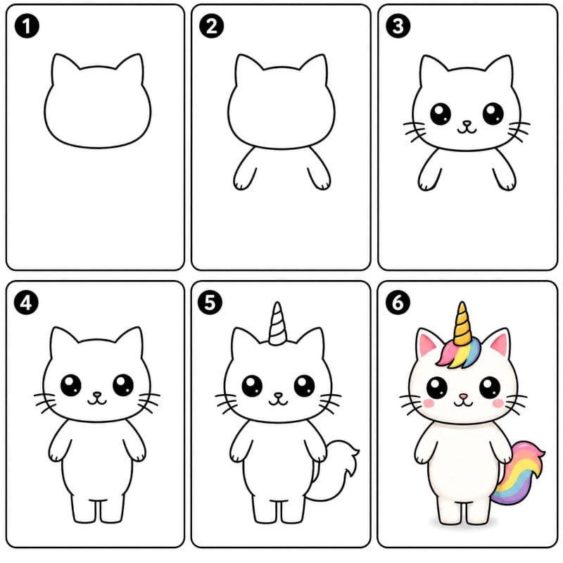 Unicorn cat character Drawing Ideas