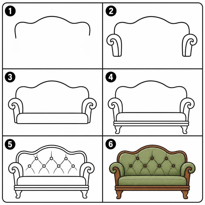 Vintage couch Drawing Ideas