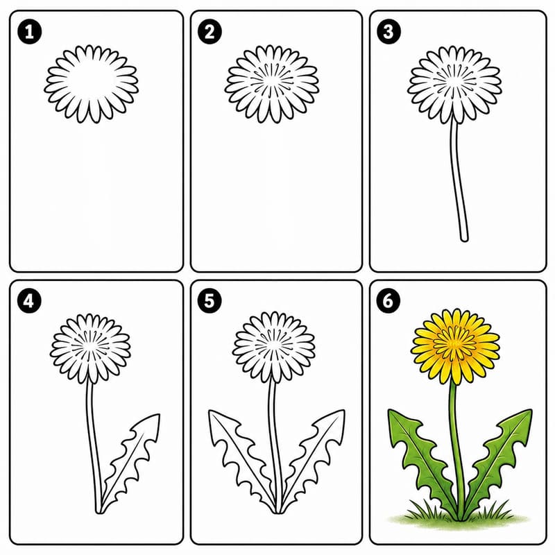Yellow dandelion Drawing Ideas