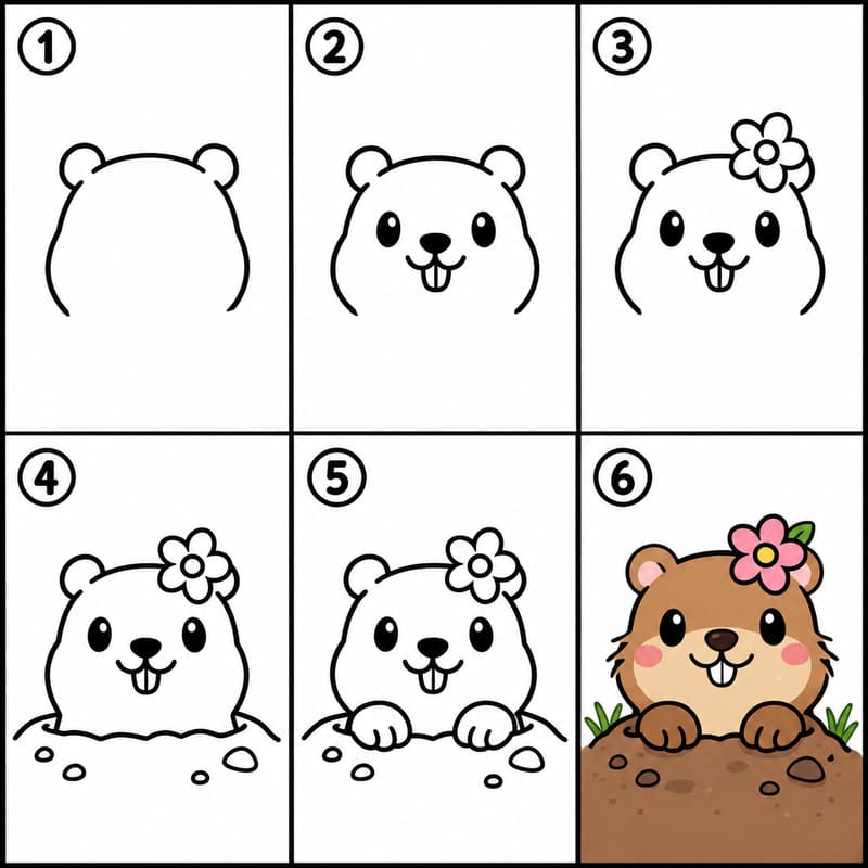 Adorable groundhog Drawing Ideas