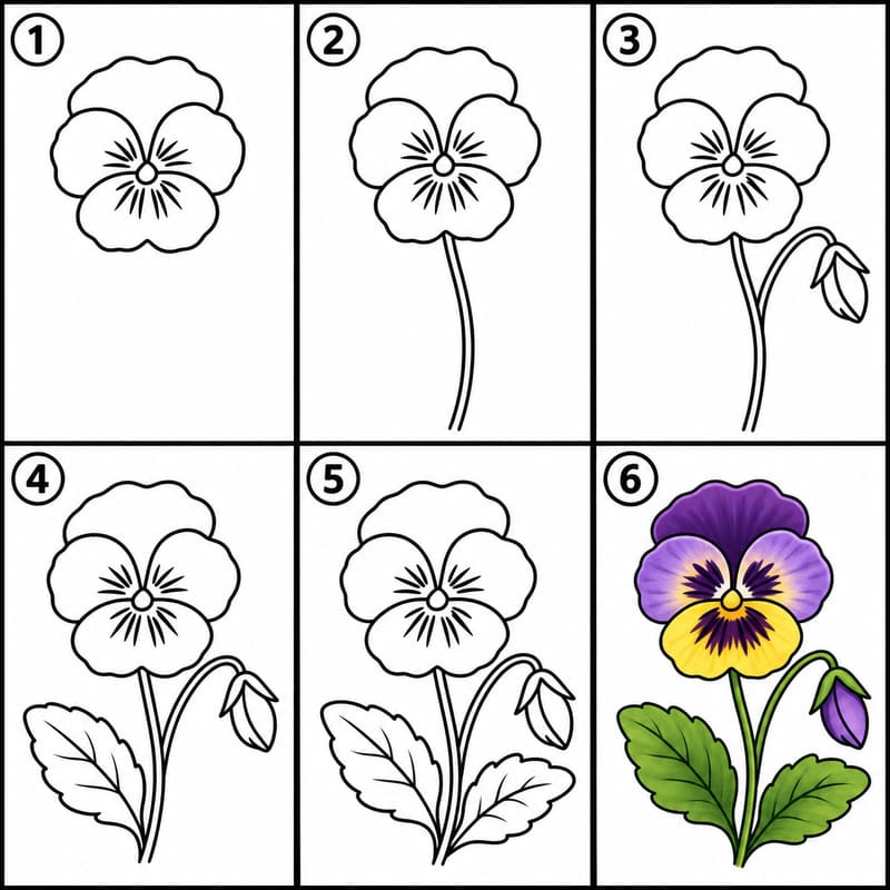 Amazing pansy Drawing Ideas