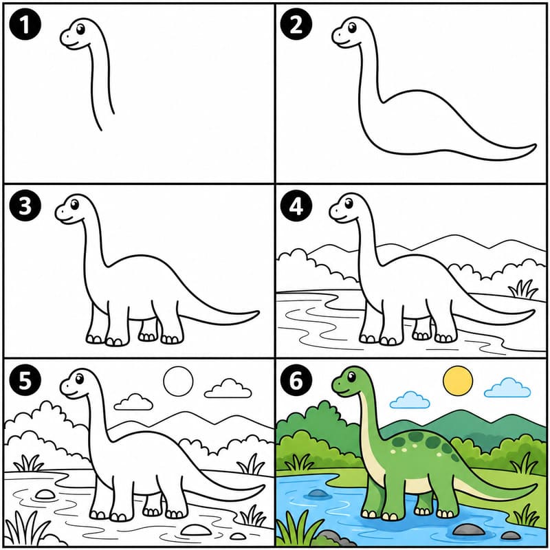 Ancient Brontosaurus Drawing Ideas