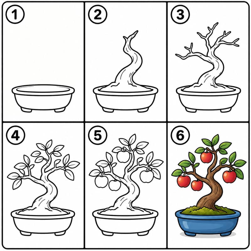 Apple Bonsai Drawing Ideas