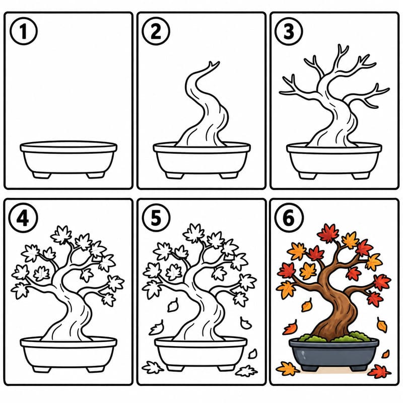 Autumn Bonsai Drawing Ideas