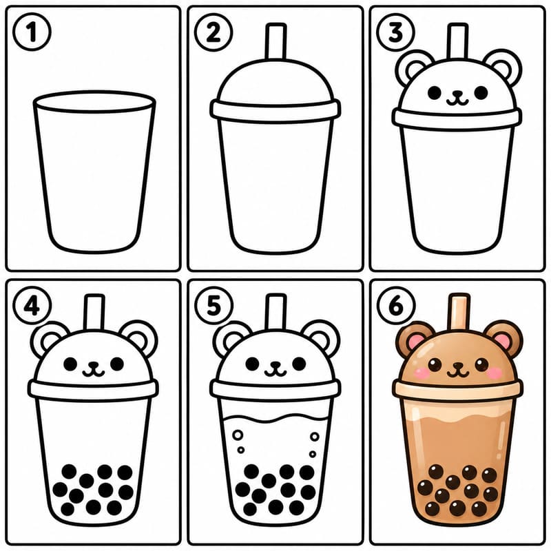 Boba Tea Drawing Ideas