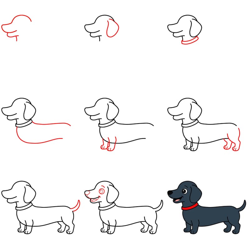 Black dachshund Drawing Ideas