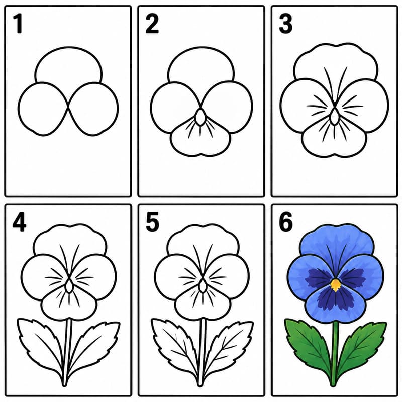 Blue pansy Drawing Ideas