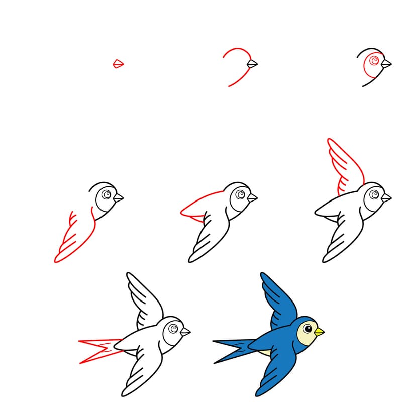 Blue swallow bird Drawing Ideas
