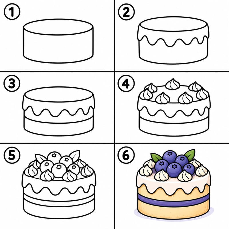 Blueberry cake Drawing Ideas