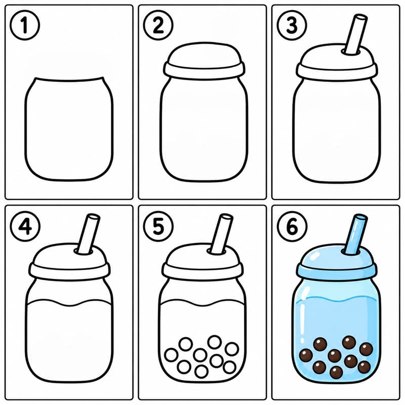 Boba tea jar Drawing Ideas
