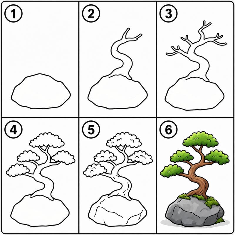 Bonsai on a Rock Drawing Ideas