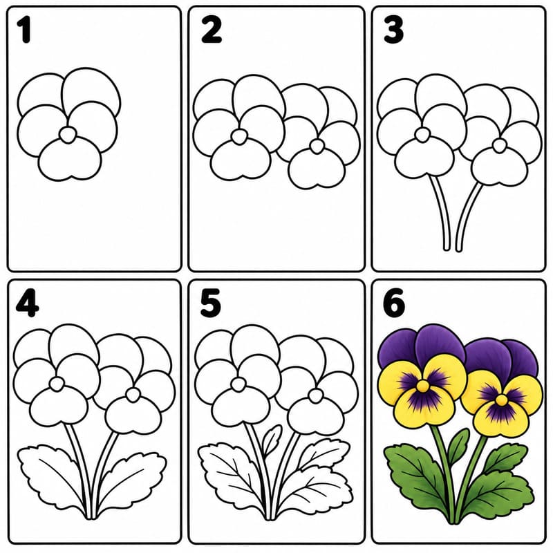 Bright pansy Drawing Ideas