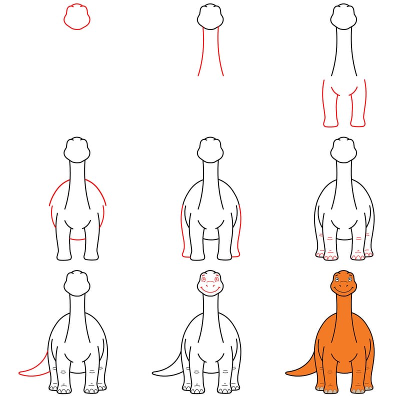 Brontosaurus Front View Drawing Ideas
